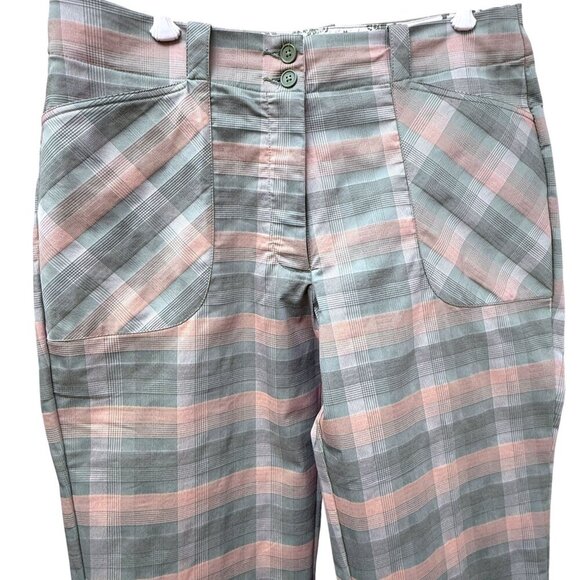 NIKE Golf Womens Pants Size 12 Pastel Green Pink Plaid Capri Sportswear - Picture 2 of 11